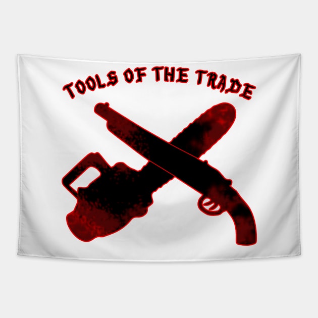 Tools of the Trade Shotgun Chainsaw Doom Gaming FPS Tapestry by melisssne