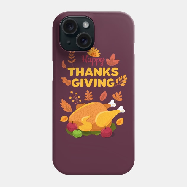 Happy Thanksgiving Turkey Phone Case by DragonTees