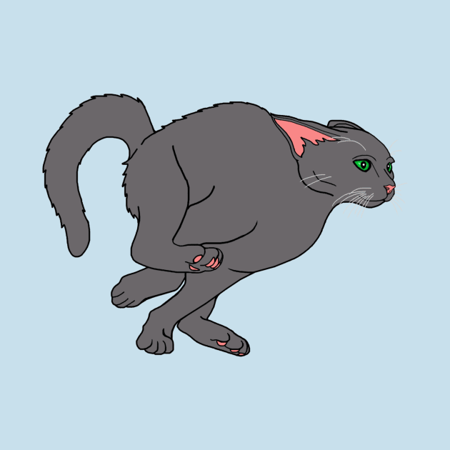 Racing Hyper Gray Cat by Art by Deborah Camp