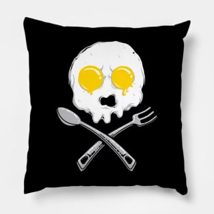 Fried Egg Skull and Crossbones Pillow