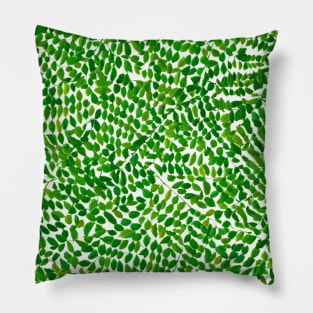 Green Leaf Strands Pattern Artwork, Hand Painted and Digitally Enhanced Pillow