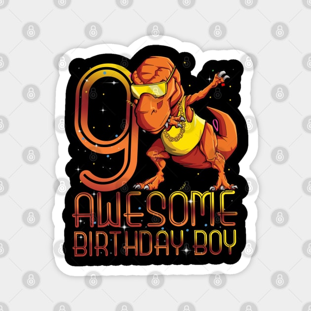 Kids 9th Birthday Dinosaur 9 Year Old Awesome Since Gifts Boy Magnet by The Design Catalyst