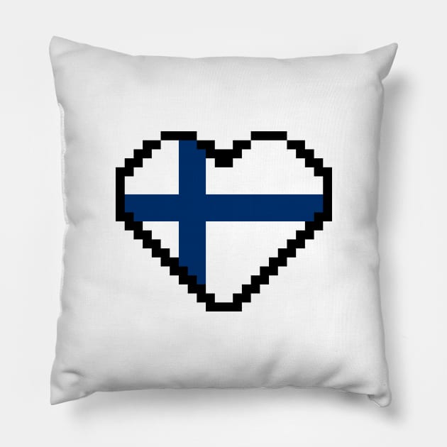 Finland Flag Pixel Art, Finnish flag pixel art Pillow by mrsupicku