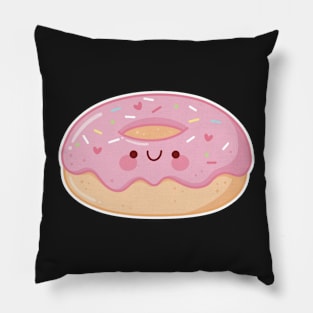 Cute Donut, Kawaii Pink Donut, Kawaii Sweet Sticker Pillow