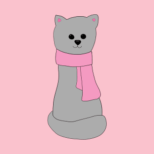 Cat in Pink Scarf T-Shirt