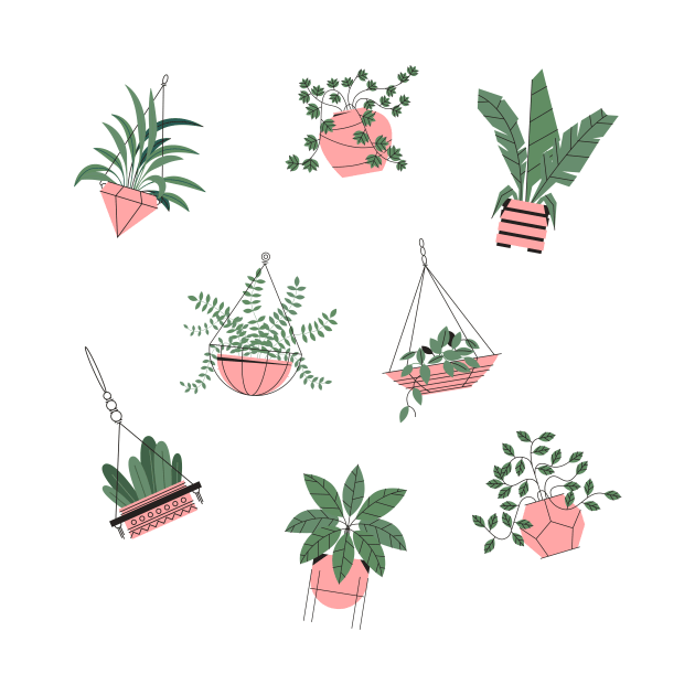 Cute Pink And Green Plant Drawing by A.P.