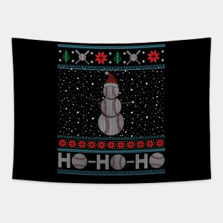 Christmas Baseball Snowman Ugly Christmas Xmas Tapestry