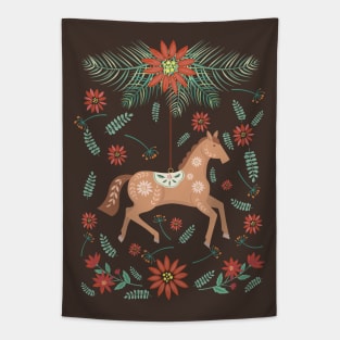 Folk Art Christmas Horse Ornament Tapestry