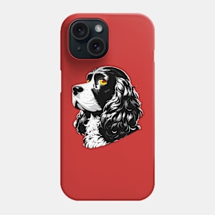 Stunning and Cool Cocker Spaniel Monochrome and Gold Portrait for Father's Day Phone Case