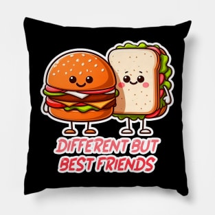 Hamburger and Sandwich Different But Best Friends Pillow