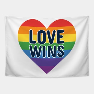 Love wins with rainbow heart Tapestry