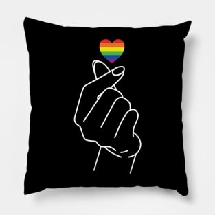 LGBTQ+ Rainbow Pride Flag Korean Love Sign Pillow