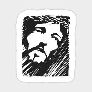 Jesus Christ Face ink hand drawn illustration Magnet