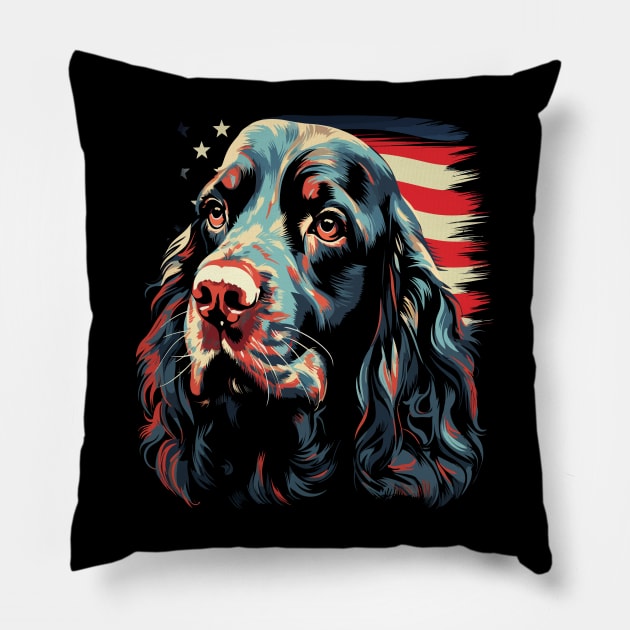 Patriotic Field Spaniel Pillow by JH Mart