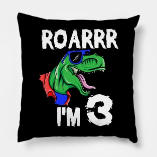 Roar Dinosaur 3 Years - 3rd Birthday Pillow