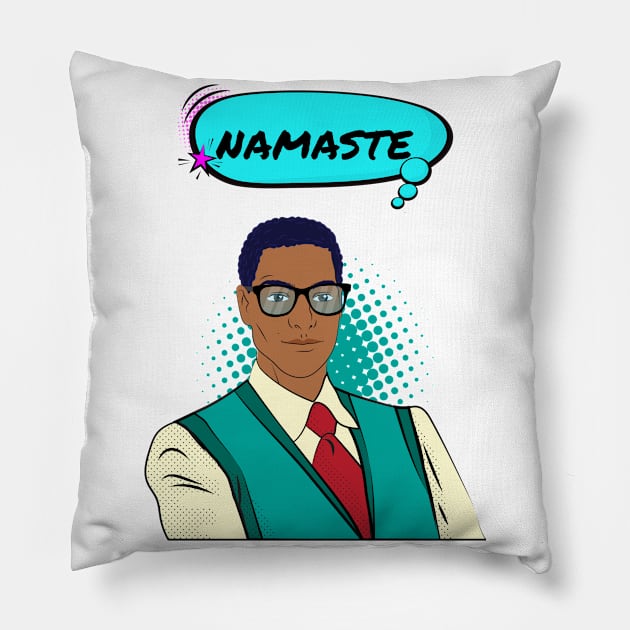 Namaste Man In Glasses Pillow by DesignIndex