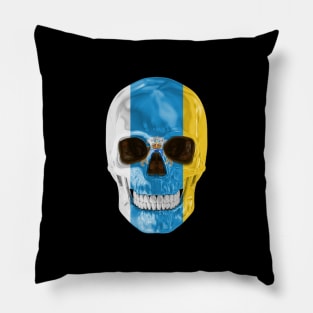 Canary Islands (Spain) Flag Skull - Gift for  With Roots From Canary Islands (Spain) Pillow