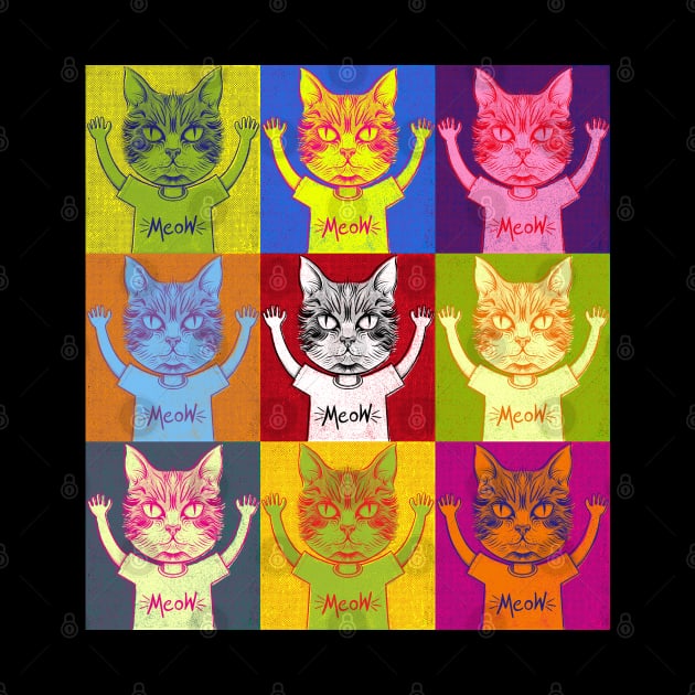 Pop Art Surreal Meow Cat Head by RGB Ginger