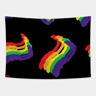 80s style seamless rainbow pride pattern on black background Tapestry