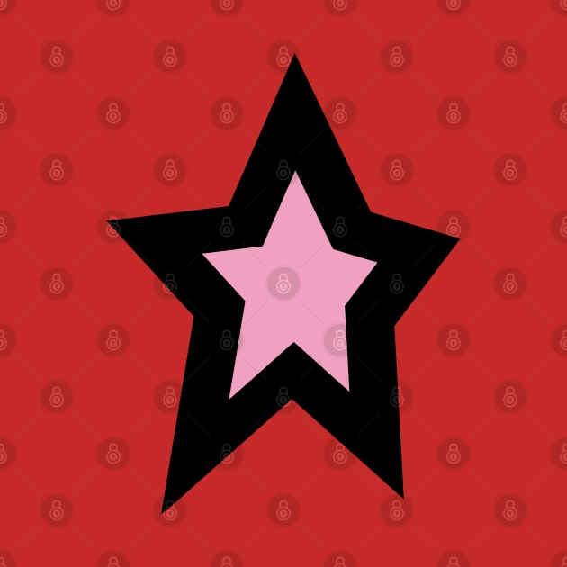 Pink Star Thick Black Line by ellenhenryart