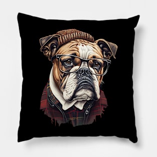 Hipster Bulldog Pillow