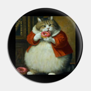 Chonky Cat snacking on a tasty donut Pin