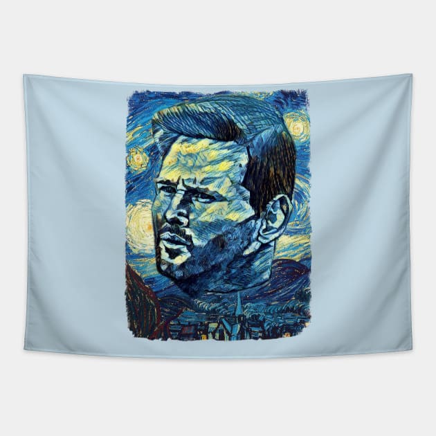 Lionel Messi Van Gogh Style Tapestry by todos