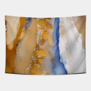 Blue and Gold abstract art Tapestry