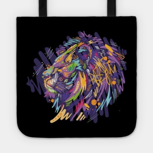 Lion digital colorful vector illustration in graffiti sketch style Tote