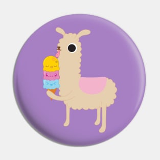 Llamas love Ice Cream Pin