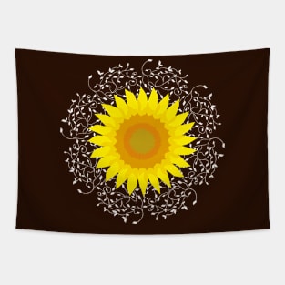 Sunflower with mandala pattern Tapestry