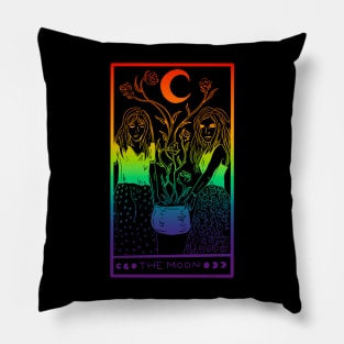 Midnight Margarita Moon - rainbow tarot card gay pride Pillow