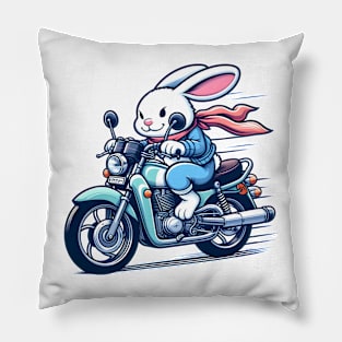 Biking rabbit Pillow