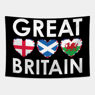 Great Britain England Scotland Wales Flags Hearts Tapestry