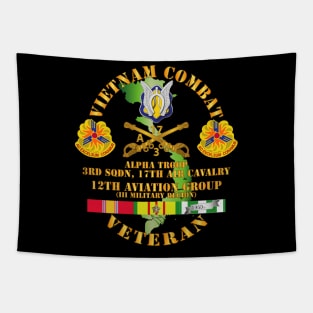 Vietnam Combat Cavalry Vet w Alpha Troop - 3rd Sqn 17th Air Cav - 12th  AVN GroupI Mil Rgion III w SVC Tapestry