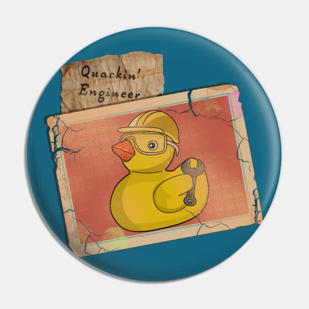 Quackin' Engineer - Vintage Rubber Ducky Trading Card Pin by Fun Funky Designs