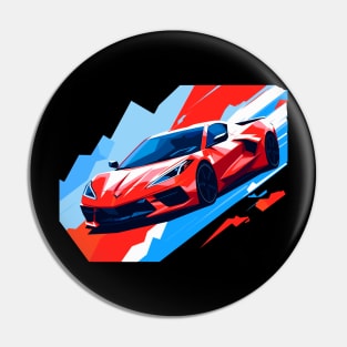 C8 Corvette Racing Torch Red sportscar retro design vintage style supercar Classic car vibes with a torch red C8 Corvette Retro flair for C8 Corvette enthusiasts Pin