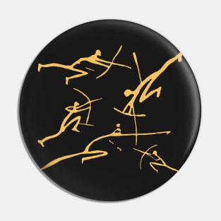 Golden Bowmen Minimalist Paleolithic Cave Art Bow Fight Pin