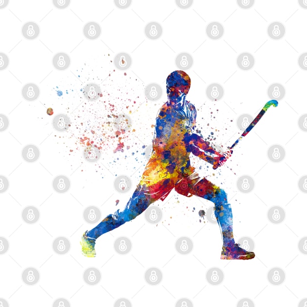 watercolor field hockey by PaulrommerArt