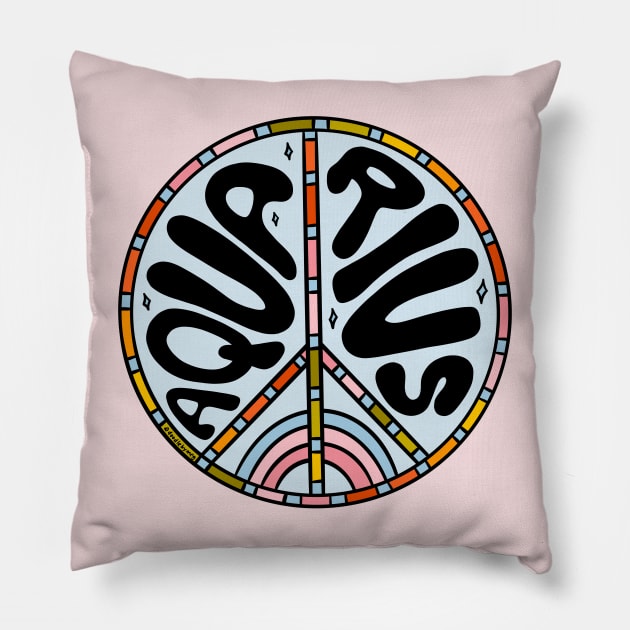 Aquarius Peace Sign Pillow by Doodle by Meg