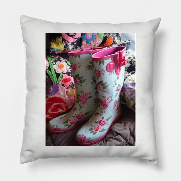 Floral Gum Boots Pillow by SarahRajkotwala