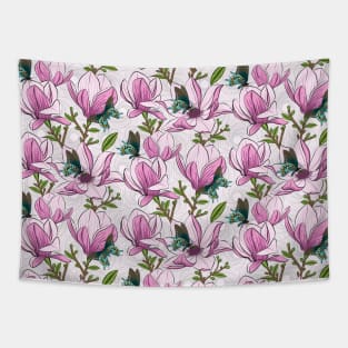 Magnolia And Butterflies Pattern Tapestry