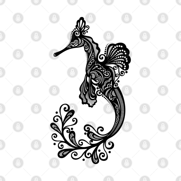 Black and White Print of Exotic Sea Dragon by lissantee