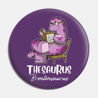 Thesaurus - Brontosaurus Reading book on the chair Pin