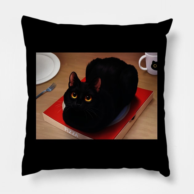 black cat Pillow by blackkitten