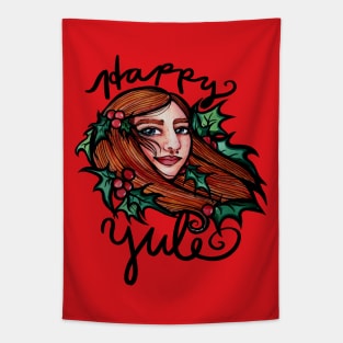 Happy Yule Goddess Tapestry