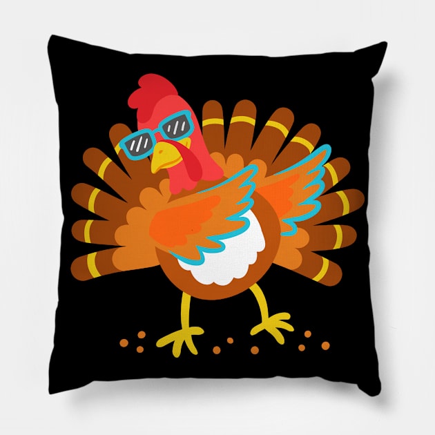 Thanksgiving Dabbing Turkey Thanksgiving Day Pillow by KAWAIITEE