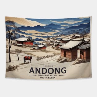 Andong South Korea Travel Tourism Retro Vintage Tapestry