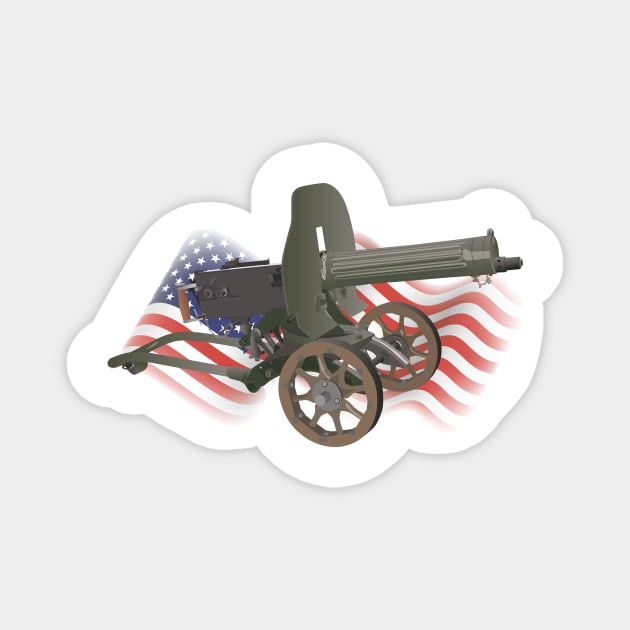 Maxim Gun with US Flag Magnet by NorseTech