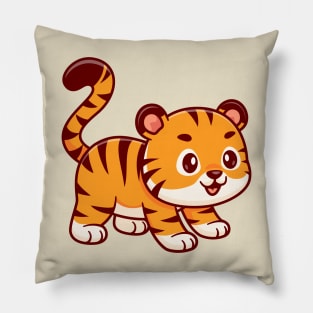 Cute Tiger Playing Cartoon Pillow